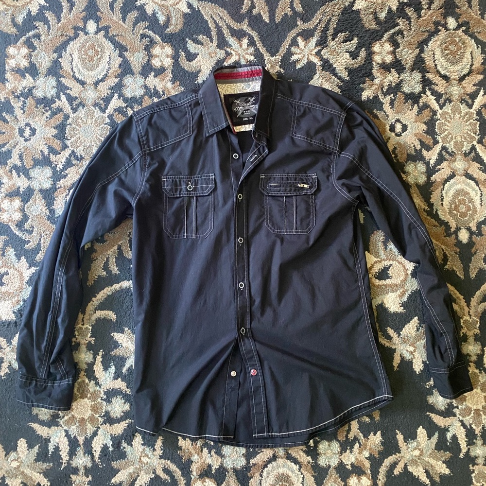 Button down black collared shirt